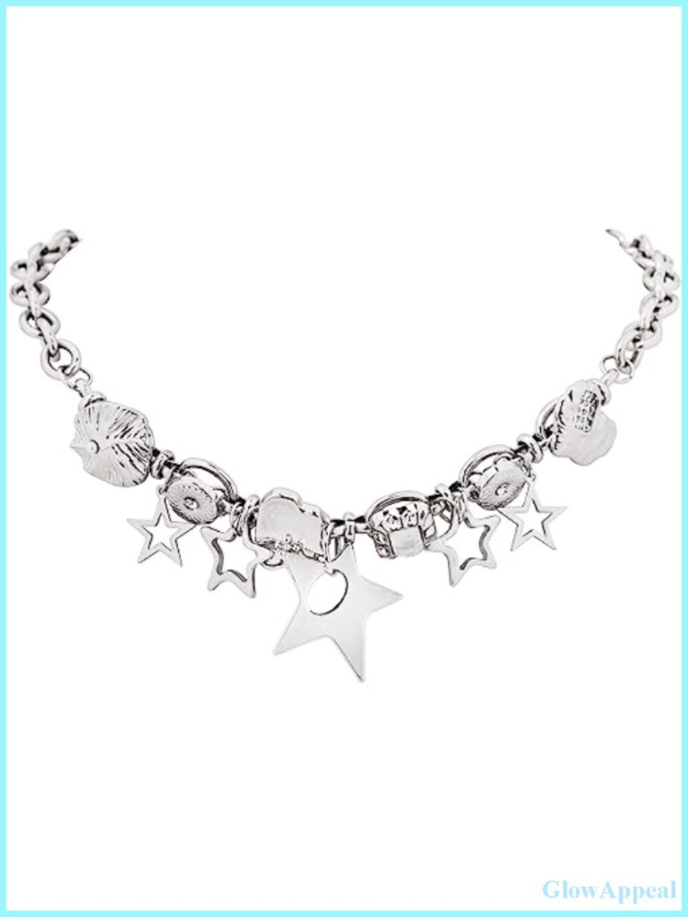 Star Pendant Chunky Choker Necklace Stainless Steel Y2K Punk Rock Jewelry